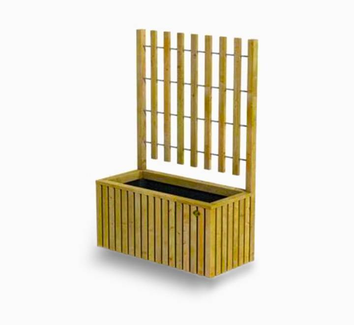 Wooden Modern Creeper Planter with Trellis, Large Privacy Plante