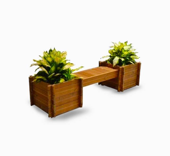 Planter Bench Modern Double Planter Garden Bench 200cm